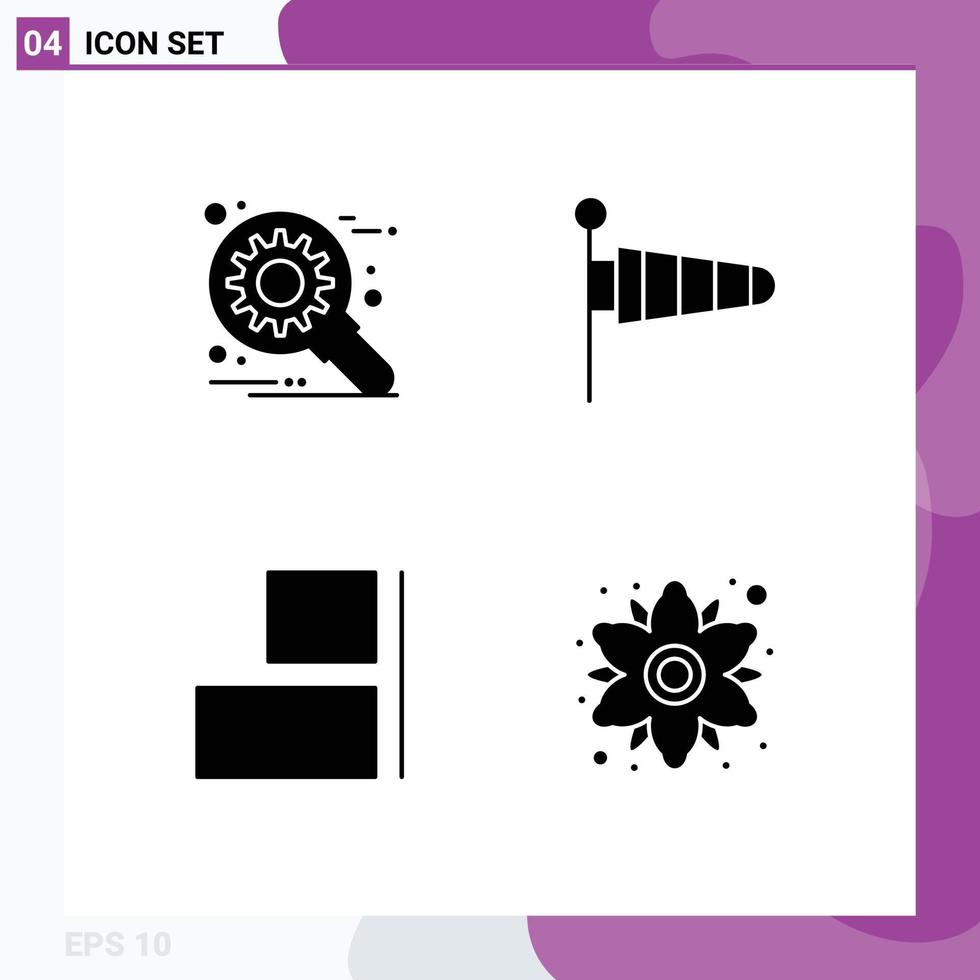 User Interface Pack of 4 Basic Solid Glyphs of customize horizontal setting weather chamomile Editable Vector Design Elements