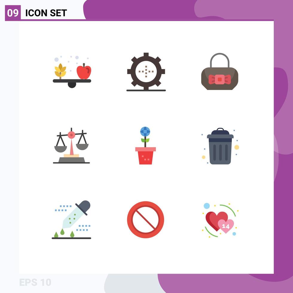9 Flat Color concept for Websites Mobile and Apps mold eco bag baluance justice Editable Vector Design Elements