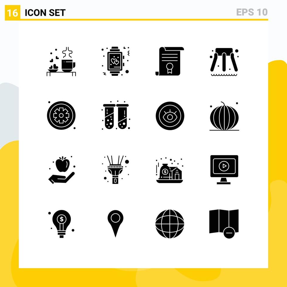 Set of 16 Modern UI Icons Symbols Signs for water education time document degree Editable Vector Design Elements
