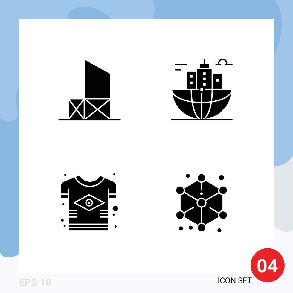 Group of 4 Solid Glyphs Signs and Symbols for baywatch headquarter rescue business brazilian Editable Vector Design Elements