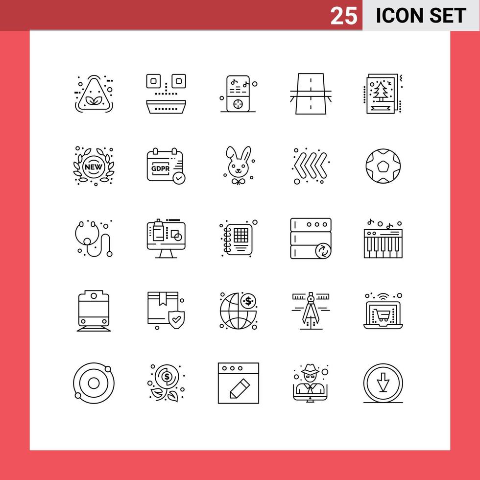 Stock Vector Icon Pack of 25 Line Signs and Symbols for card grid ipod creative bridge Editable Vector Design Elements