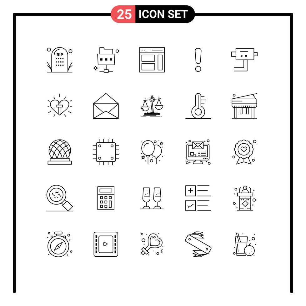 conjunto de 25 iconos modernos de la interfaz de usuario signos de símbolos para la comunicación de advertencia de leva peligro elementos de diseño vectorial editables por el usuario vector