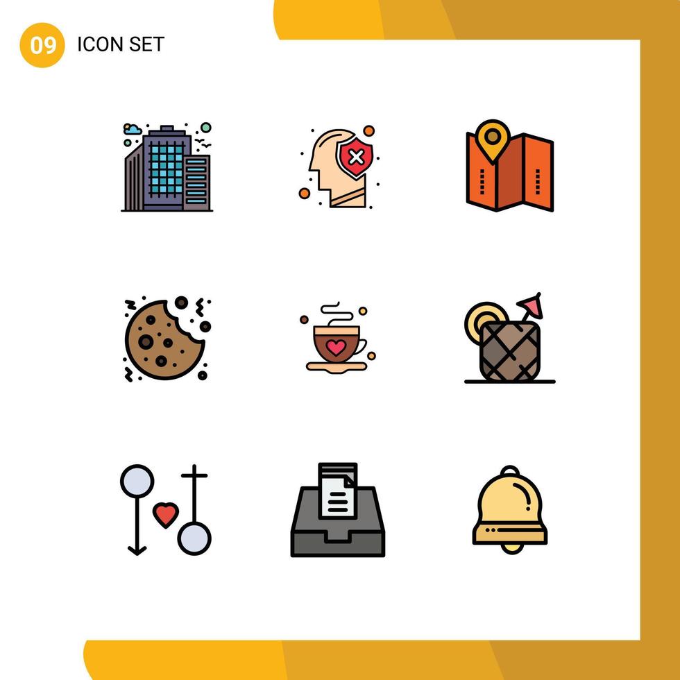 Set of 9 Modern UI Icons Symbols Signs for coffee sweet map dessert christmas Editable Vector Design Elements