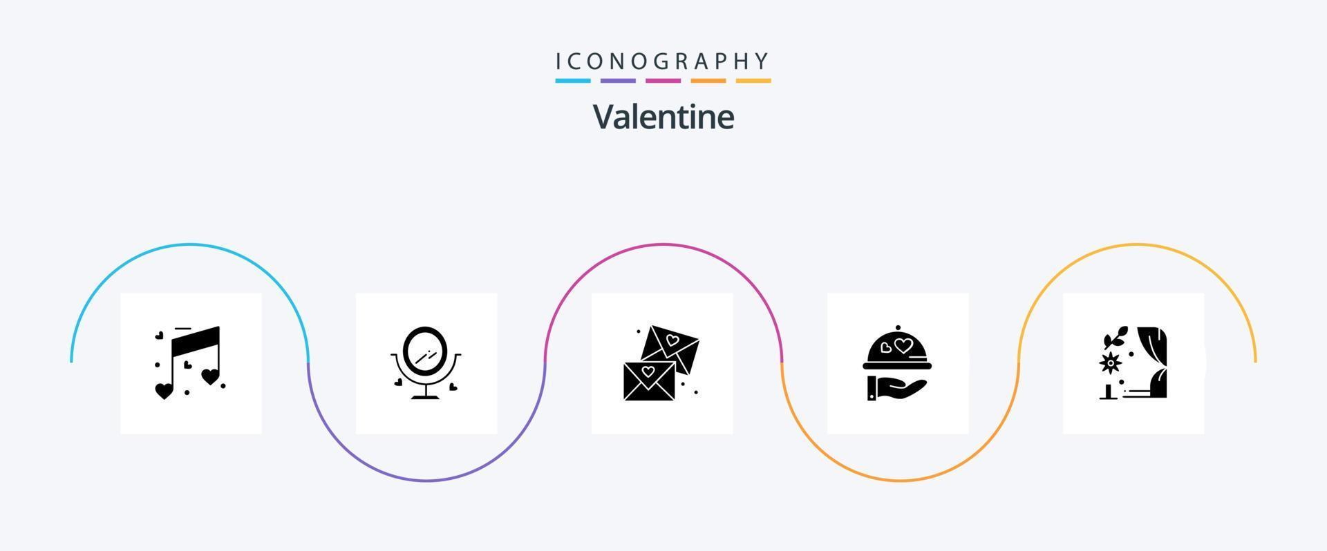 Valentine Glyph 5 Icon Pack Including love. love. merroir. day. valentine vector