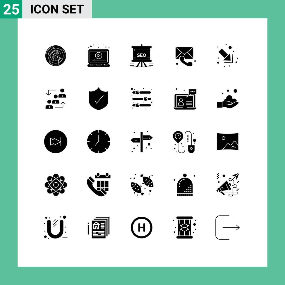 Pack of 25 creative Solid Glyphs of medical analytics laptop seo presentation Editable Vector Design Elements