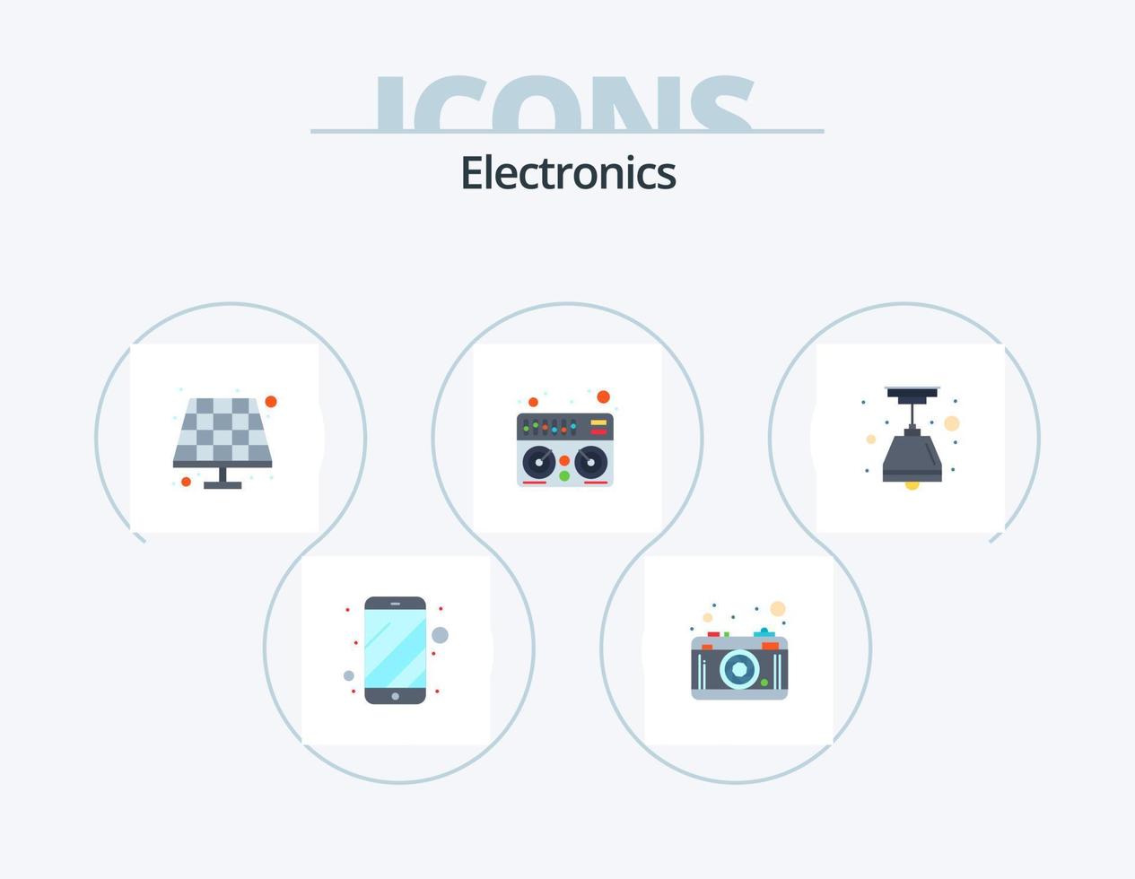 Electronics Flat Icon Pack 5 Icon Design. . light. battery. electric. mixer vector