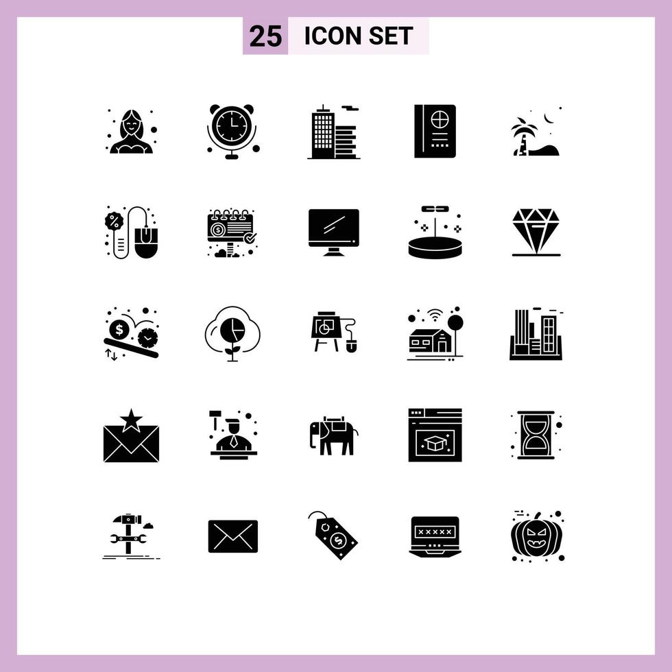 Set of 25 Modern UI Icons Symbols Signs for beach vacation internet of things travel office Editable Vector Design Elements