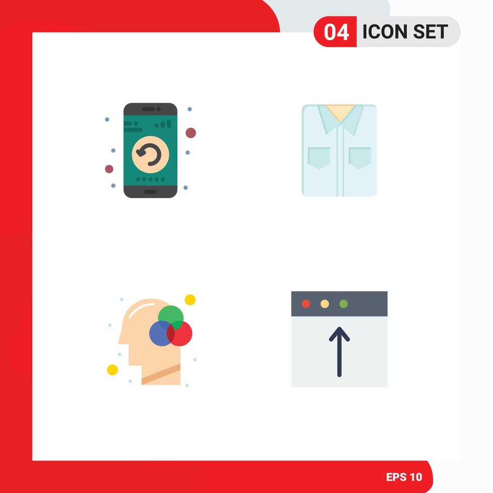 Group of 4 Flat Icons Signs and Symbols for application creativity phone shirt innovation Editable Vector Design Elements