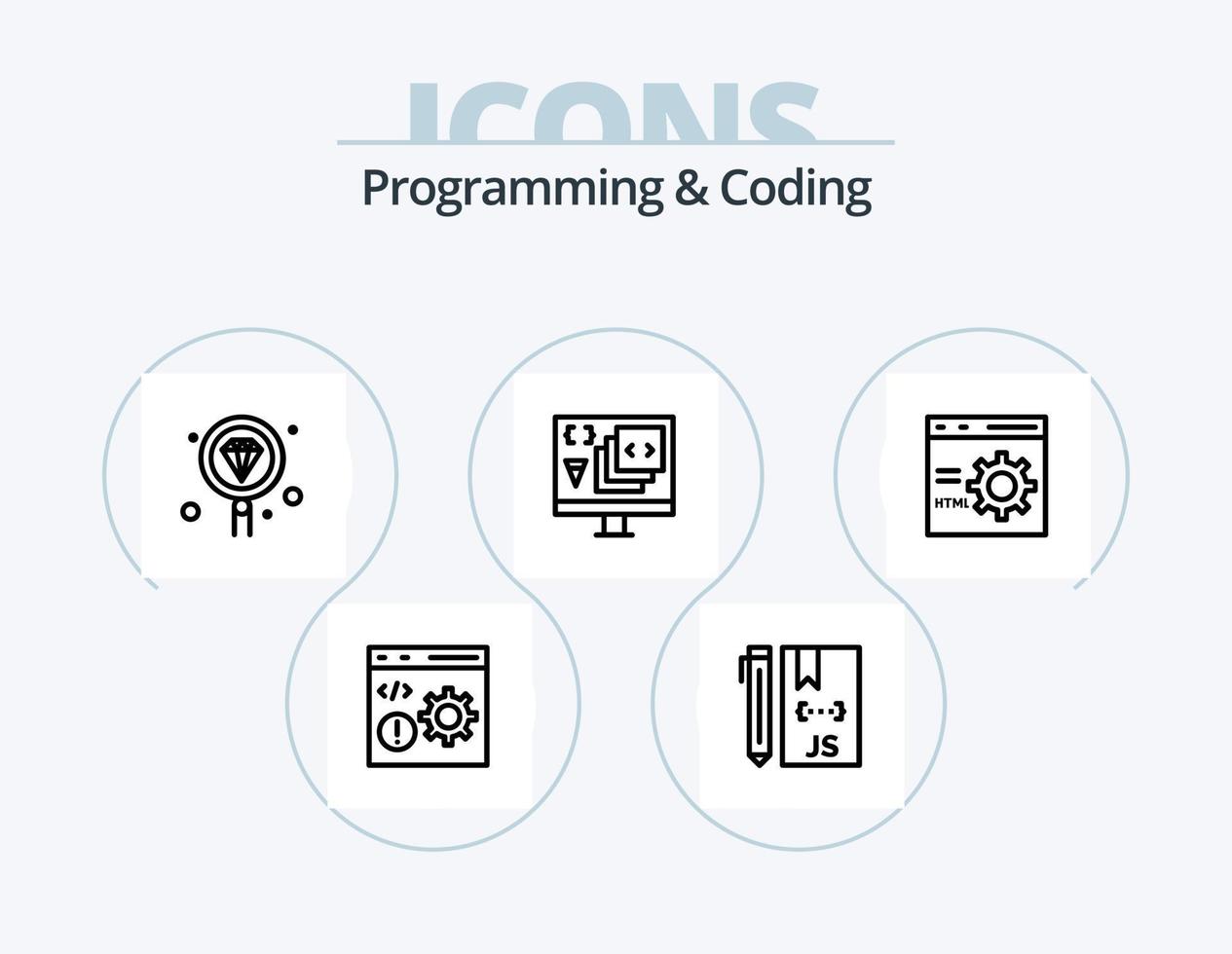 Programming And Coding Line Icon Pack 5 Icon Design. develop. code. development. development vector