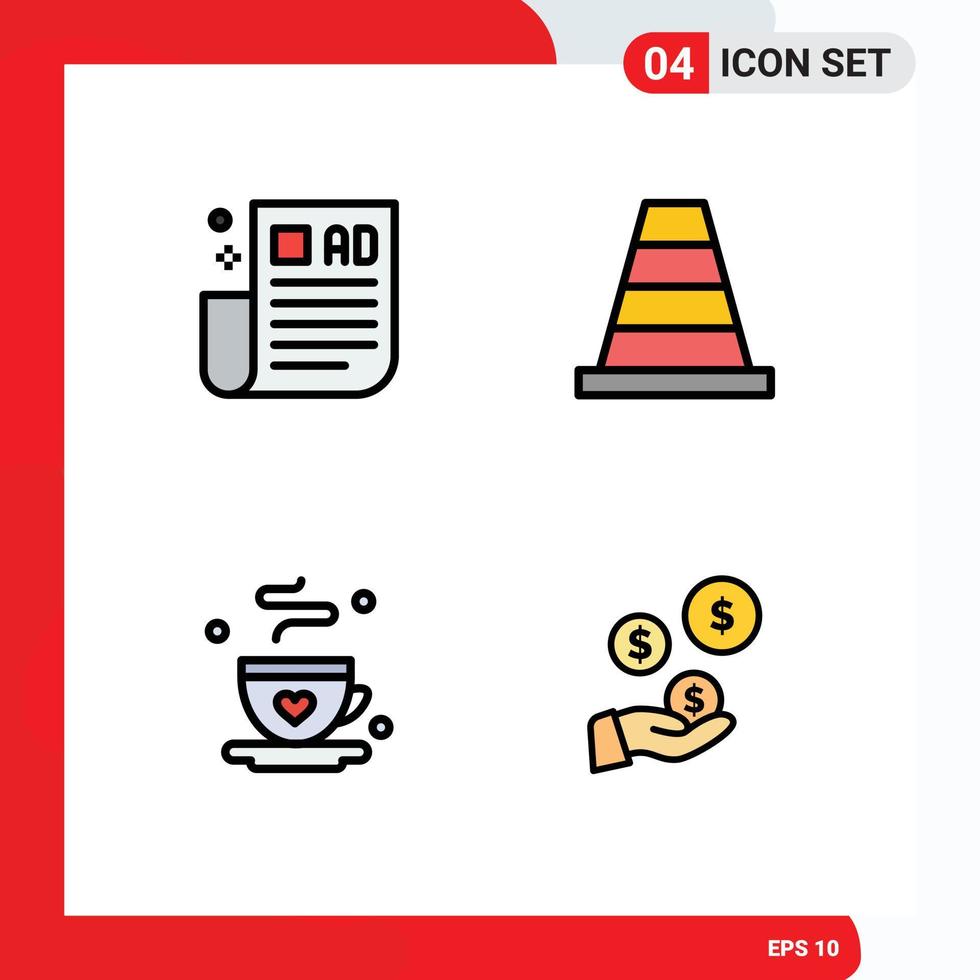 Universal Icon Symbols Group of 4 Modern Filledline Flat Colors of advertising tips father tips tool fintech industry Editable Vector Design Elements