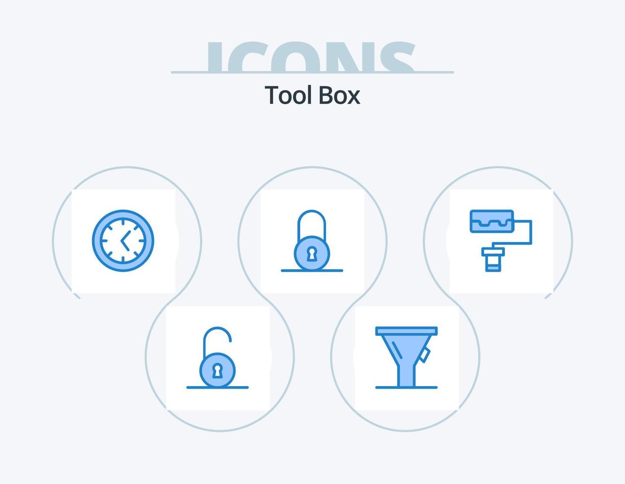 Tools Blue Icon Pack 5 Icon Design. . lock. roller vector