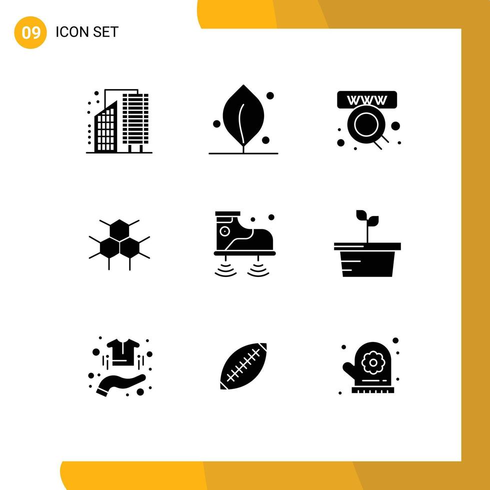 Editable Vector Line Pack of 9 Simple Solid Glyphs of wifi health commerce medical molecular Editable Vector Design Elements