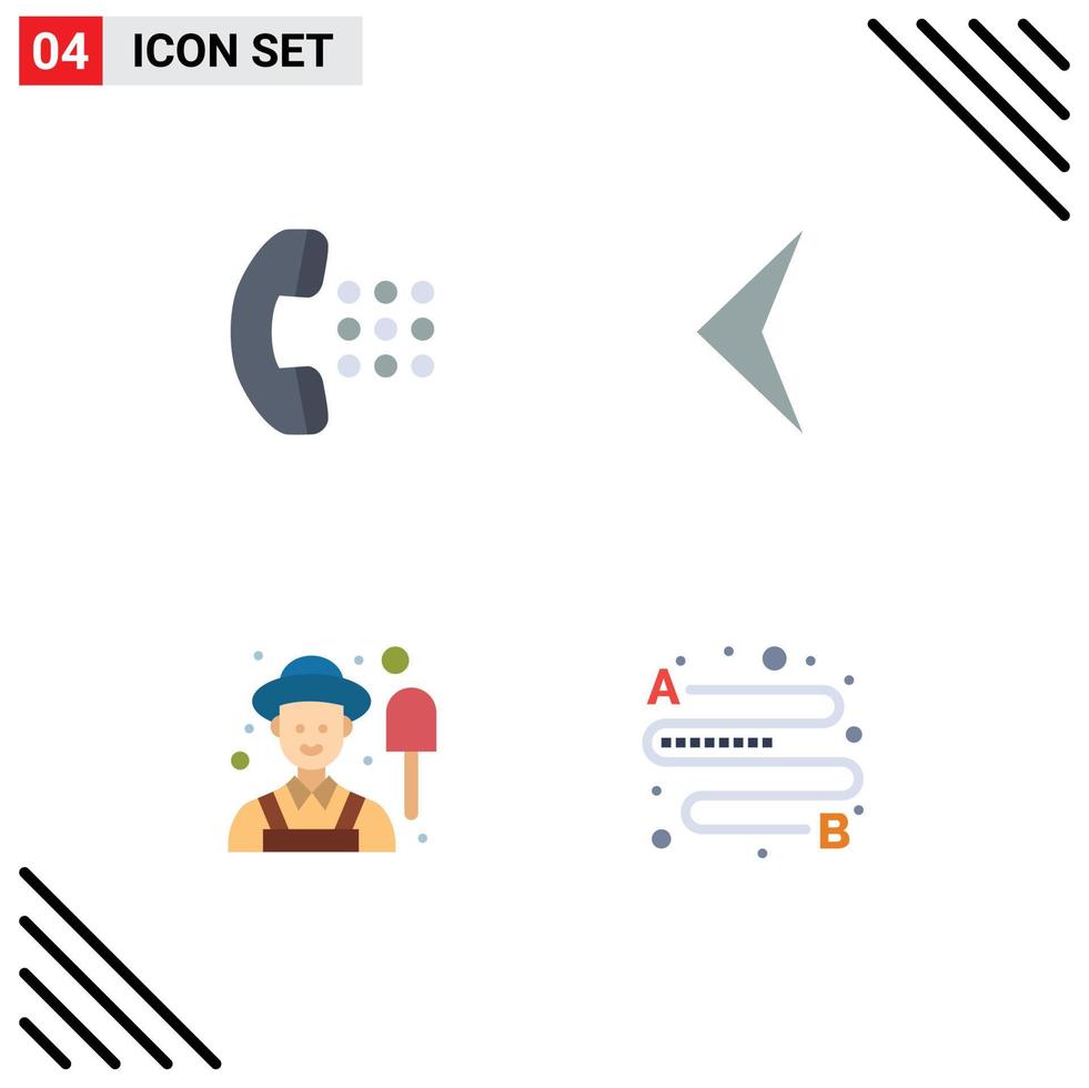 símbolos de iconos universales grupo de 4 iconos planos modernos de aplicaciones jardín señal de teléfono viajes elementos de diseño vectorial editables vector