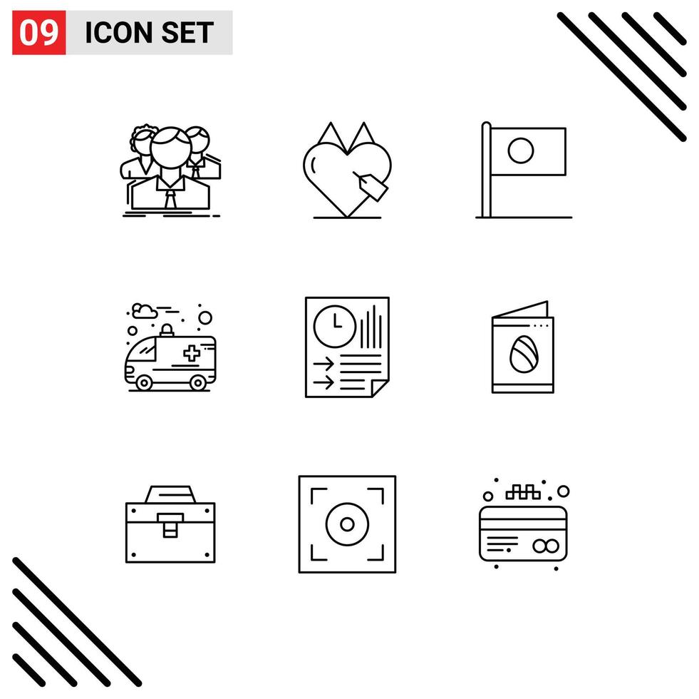 Modern Set of 9 Outlines Pictograph of hospital ambulance ecommerce flag bangladesh Editable Vector Design Elements
