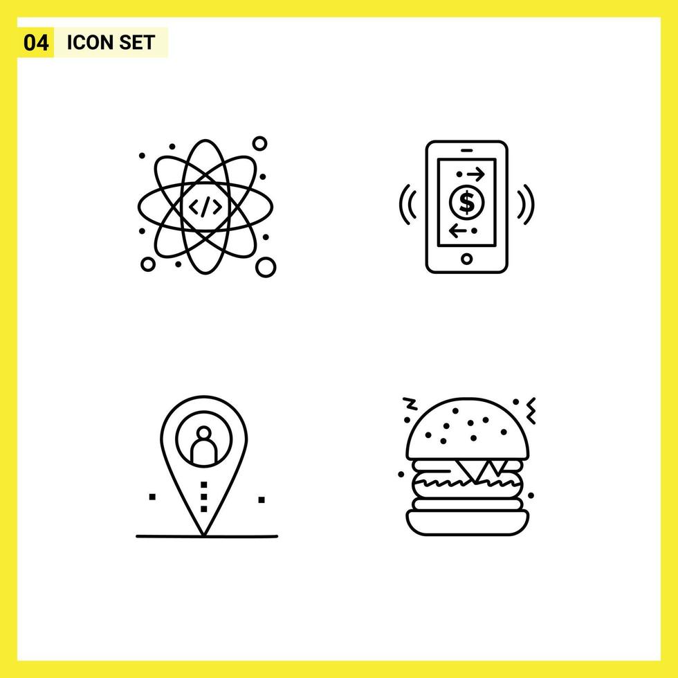 Pack of 4 Modern Filledline Flat Colors Signs and Symbols for Web Print Media such as web location connections communications outsource Editable Vector Design Elements