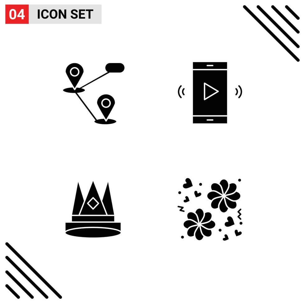 Pictogram Set of 4 Simple Solid Glyphs of gps king amplifier speaker first Editable Vector Design Elements