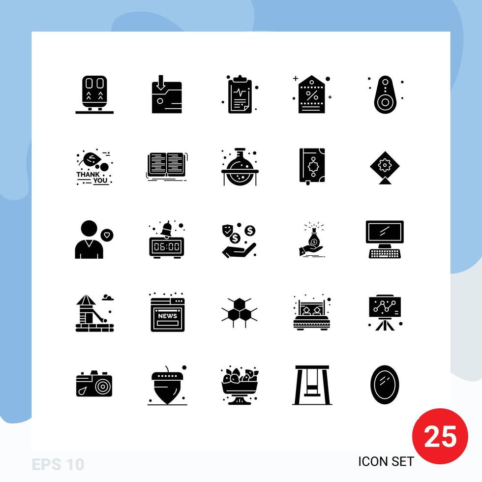 Pictogram Set of 25 Simple Solid Glyphs of devices tag health shopping price Editable Vector Design Elements