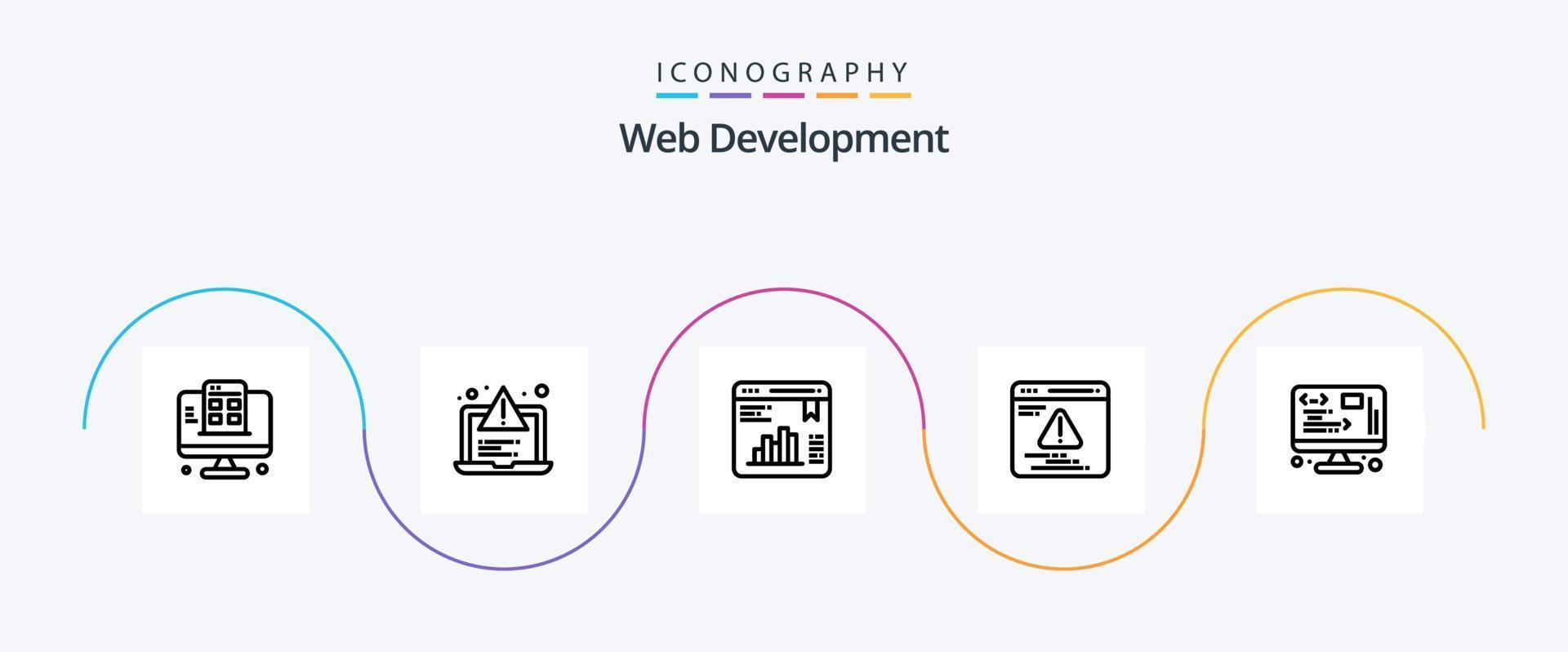Web Development Line 5 Icon Pack Including management. data. chart. error. development vector