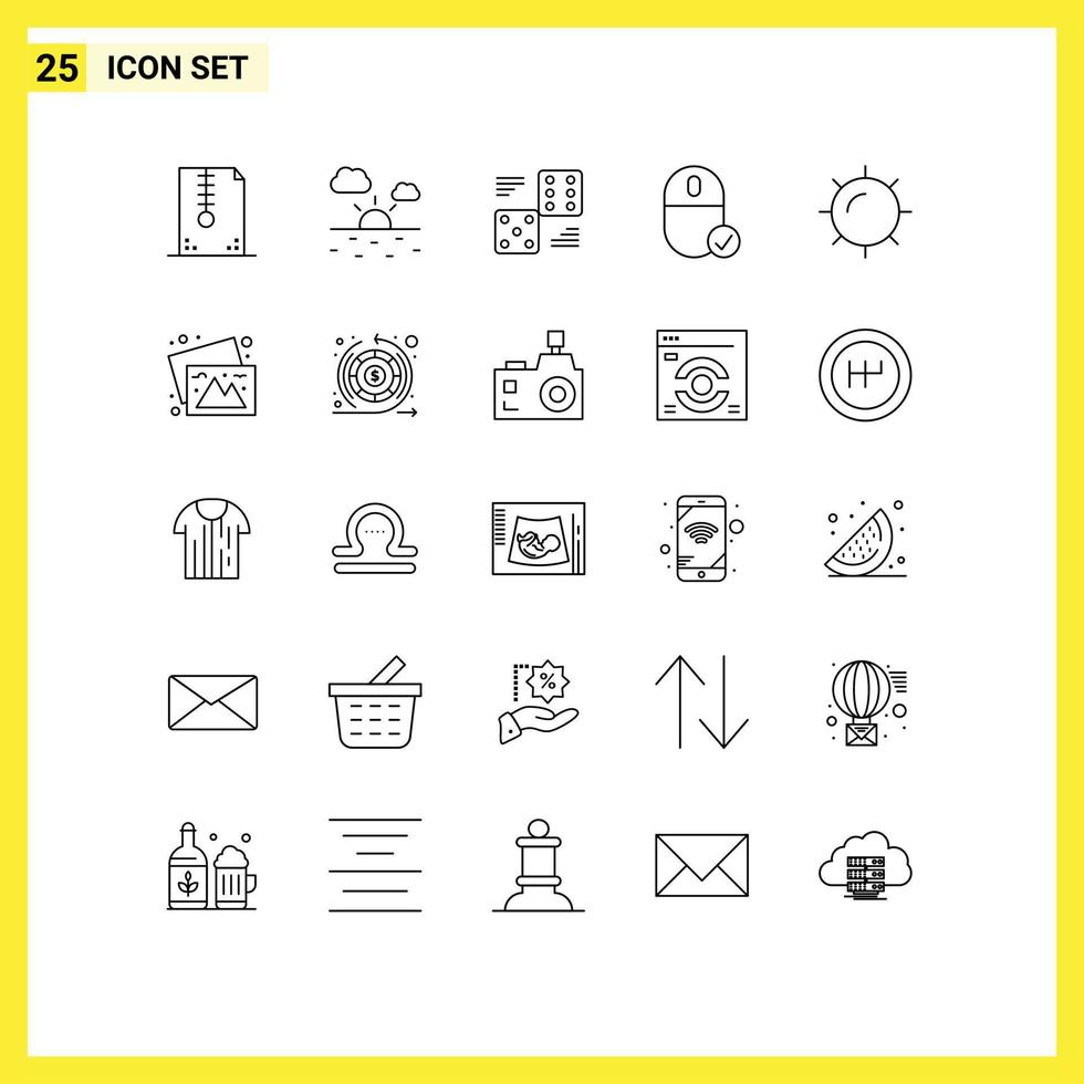 Pictogram Set of 25 Simple Lines of hardware devices dice connected five Editable Vector Design Elements