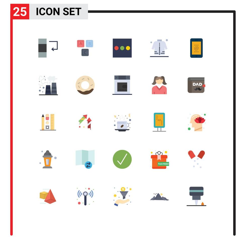 Pictogram Set of 25 Simple Flat Colors of id mobile list eid man Editable Vector Design Elements