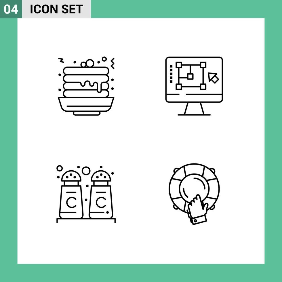 4 Universal Line Signs Symbols of pancake cinnamon sweet designing tool shop Editable Vector Design Elements