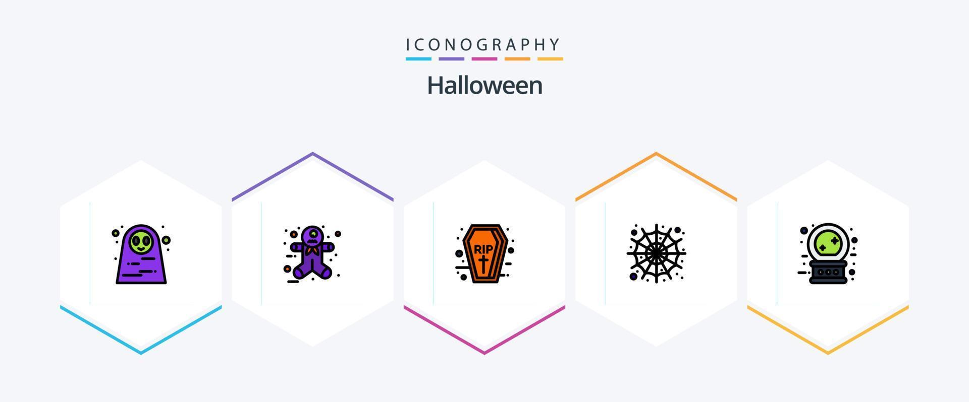 Halloween 25 FilledLine icon pack including halloween. crystal ball. halloween. scary. spider vector