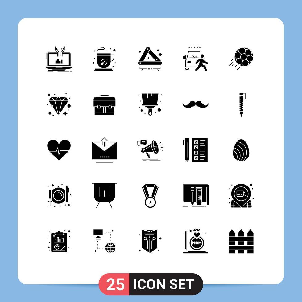 conjunto de 25 iconos de interfaz de usuario modernos símbolos signos para peligro de carretera señal de coche de té elementos de diseño vectorial editables vector