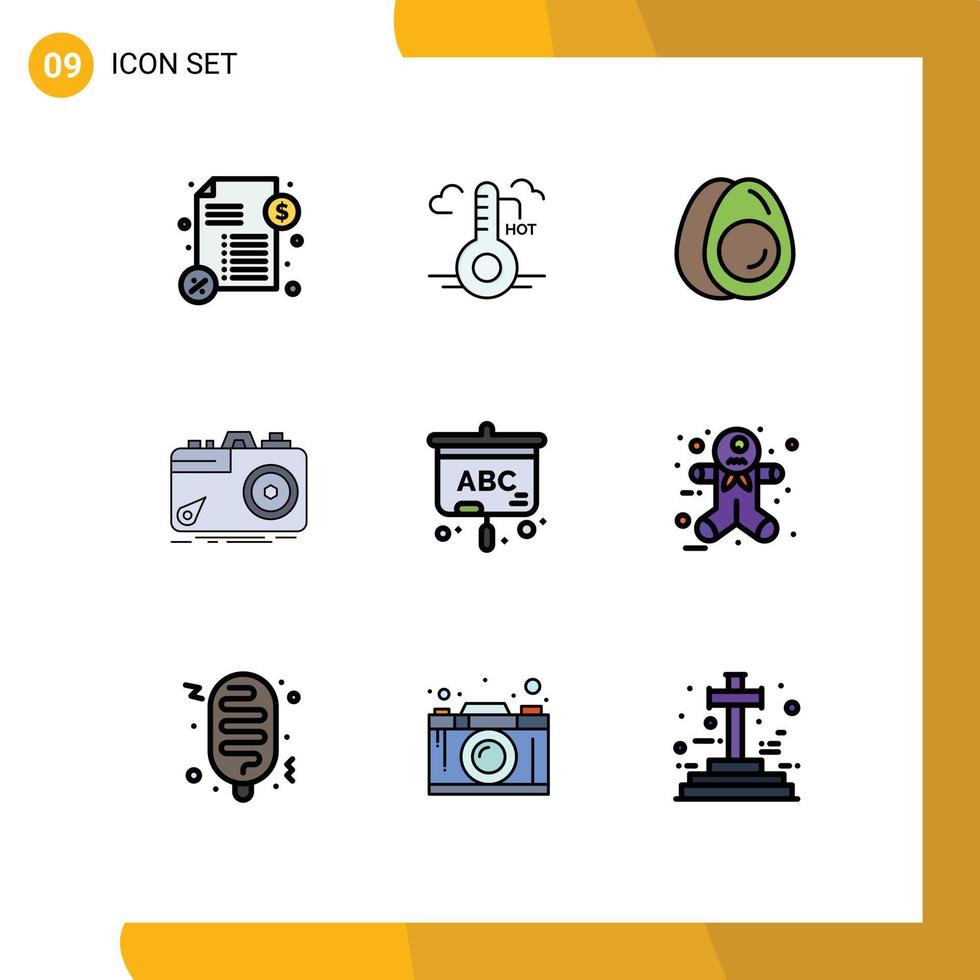 Stock Vector Icon Pack of 9 Line Signs and Symbols for screen aperture eggs photo photography Editable Vector Design Elements