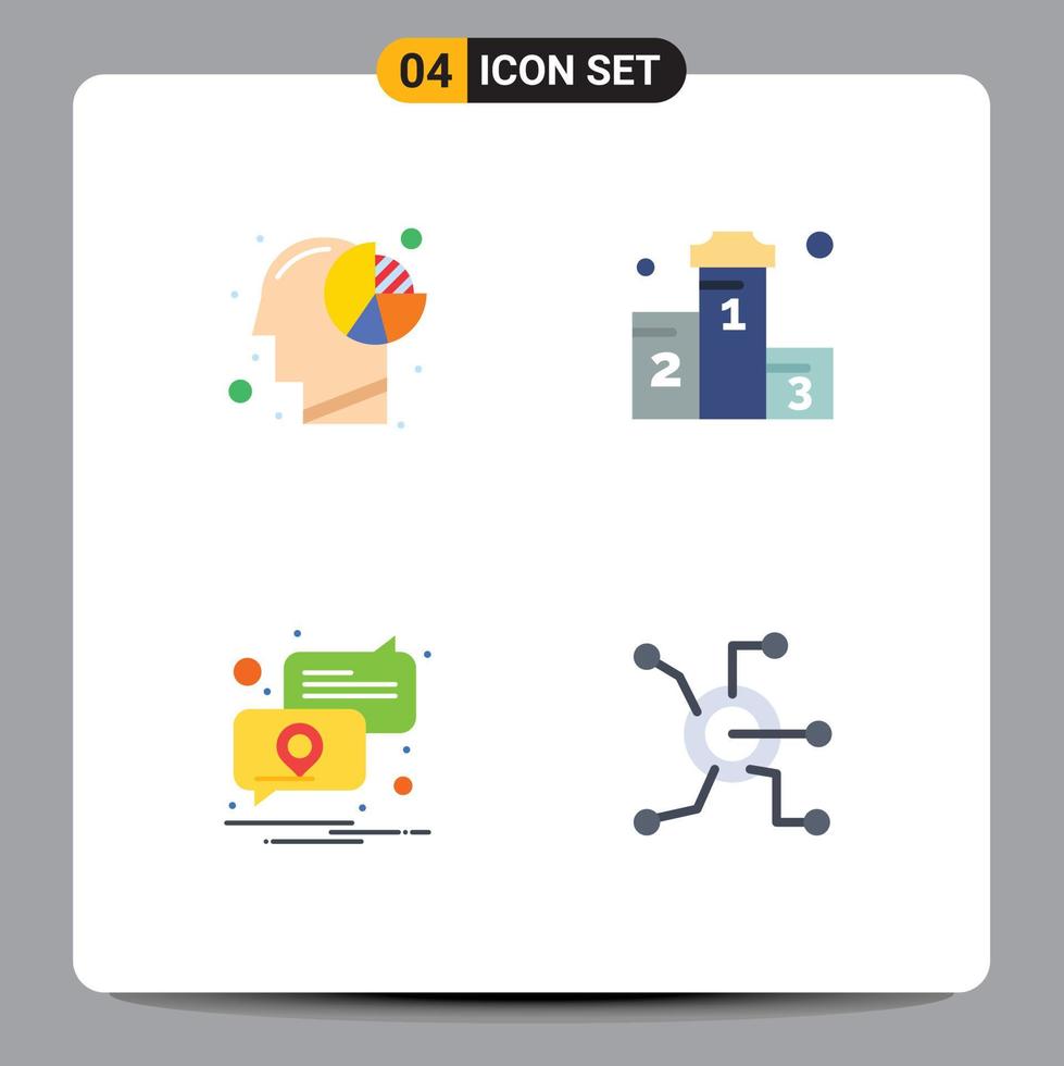 Pack of 4 Modern Flat Icons Signs and Symbols for Web Print Media such as analysis race human position notification Editable Vector Design Elements