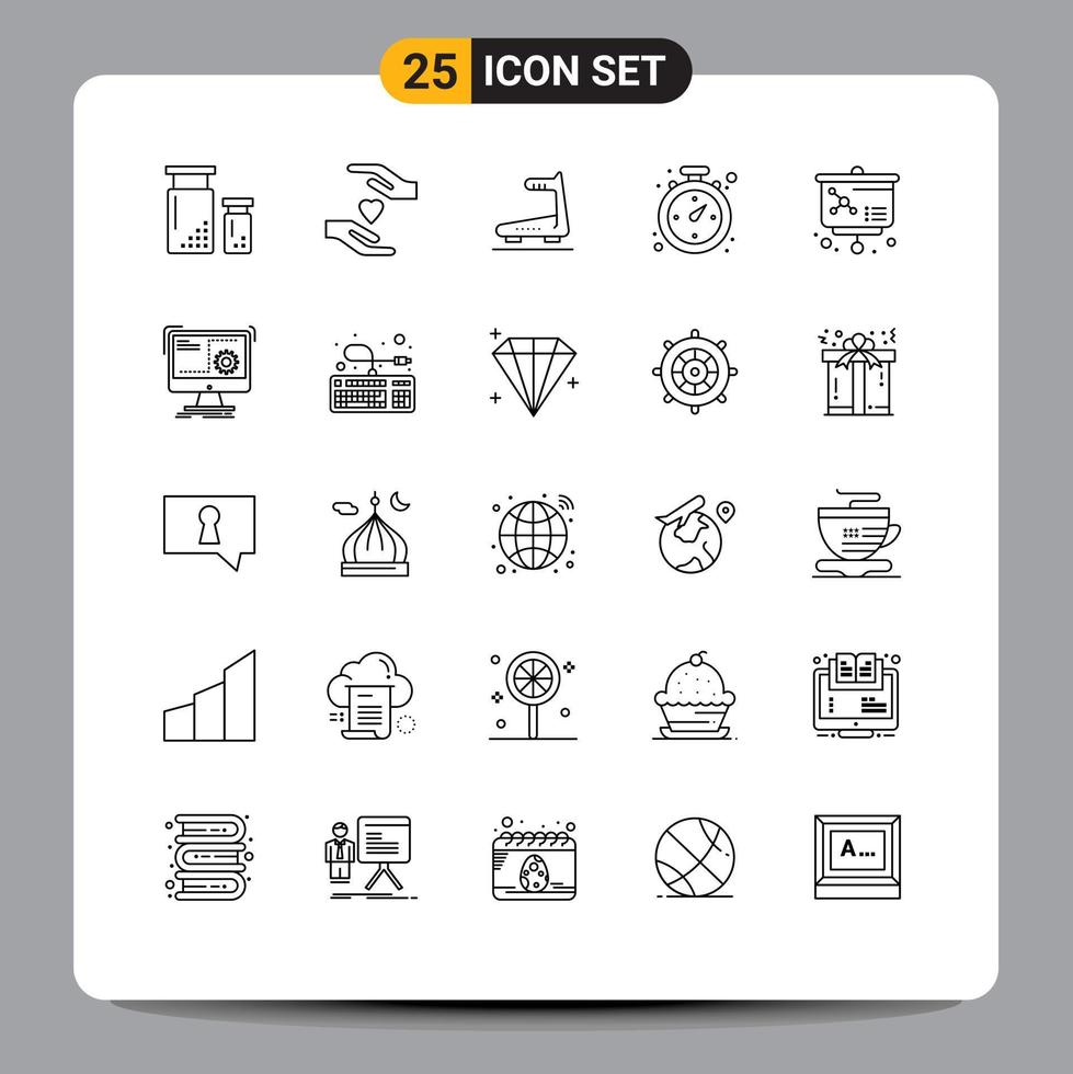 Modern Set of 25 Lines and symbols such as molecule lesson machine shopping compass Editable Vector Design Elements