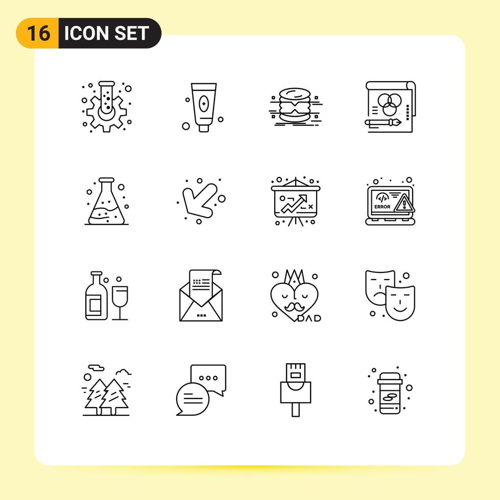 Universal Icon Symbols Group of 16 Modern Outlines of paper rgb database card monitoring Editable Vector Design Elements