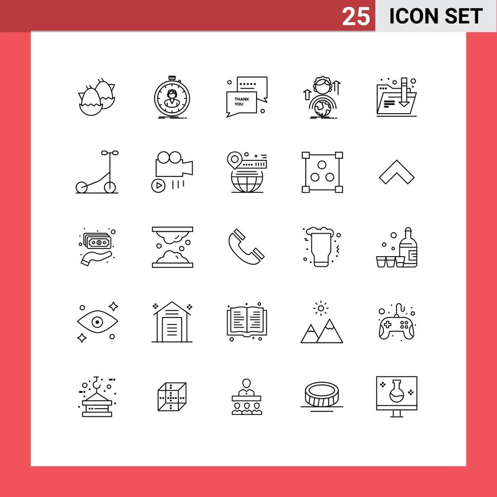 Modern Set of 25 Lines and symbols such as online female girl development sms Editable Vector Design Elements