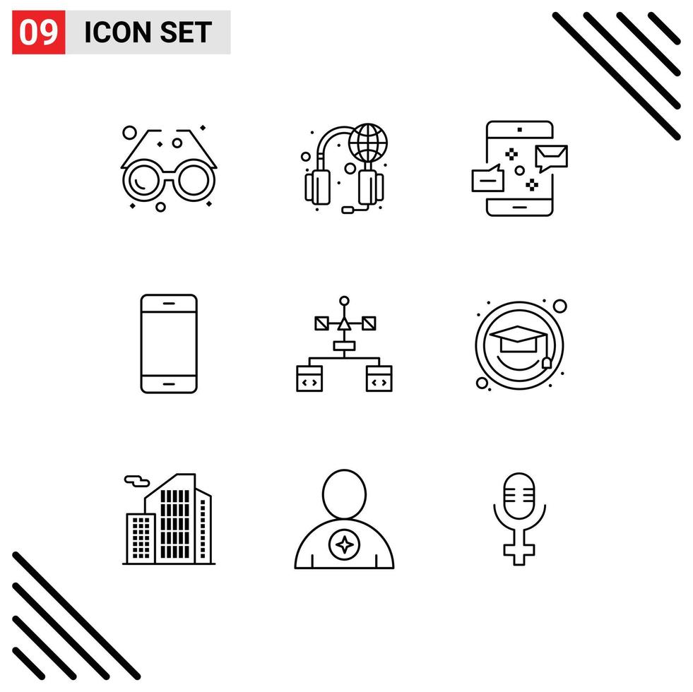 9 Outline concept for Websites Mobile and Apps hardware devices world computers marketing Editable Vector Design Elements