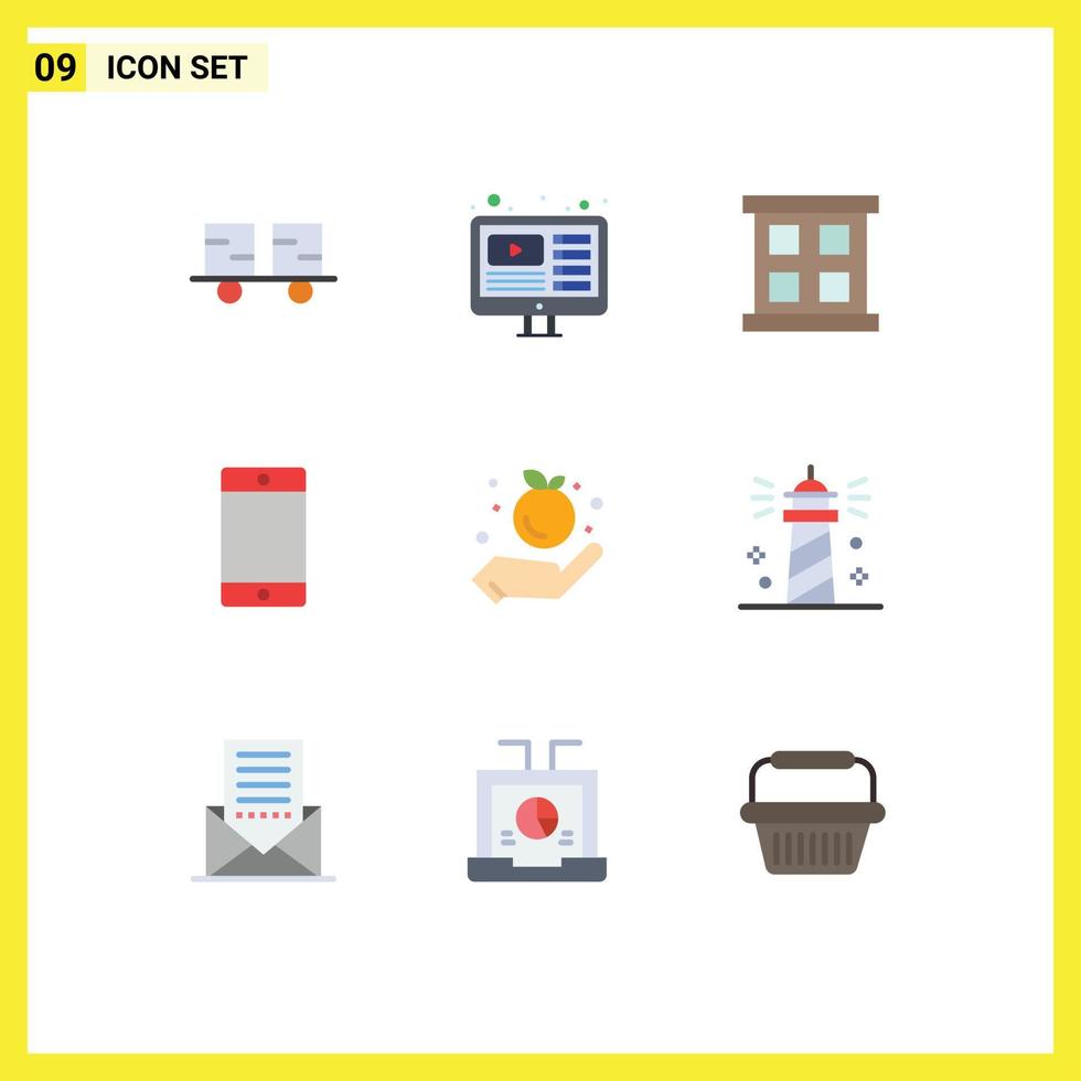 Modern Set of 9 Flat Colors and symbols such as apple farming live school mobile Editable Vector Design Elements