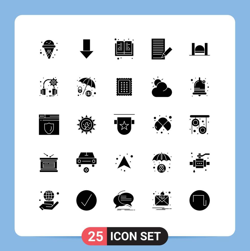 Modern Set of 25 Solid Glyphs and symbols such as harbor bridge knowledge receive envelope Editable Vector Design Elements