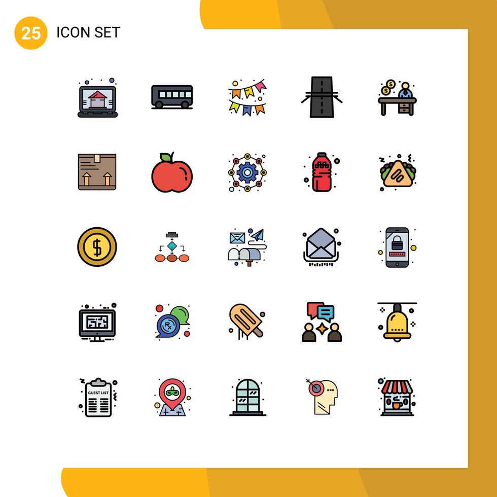 Stock Vector Icon Pack of 25 Line Signs and Symbols for office business garland highway creative Editable Vector Design Elements