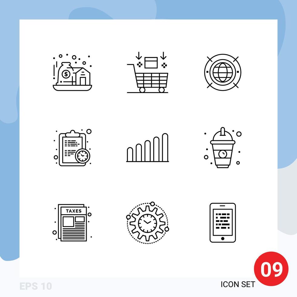 Stock Vector Icon Pack of 9 Line Signs and Symbols for connection efficiency valentine deadline computing Editable Vector Design Elements