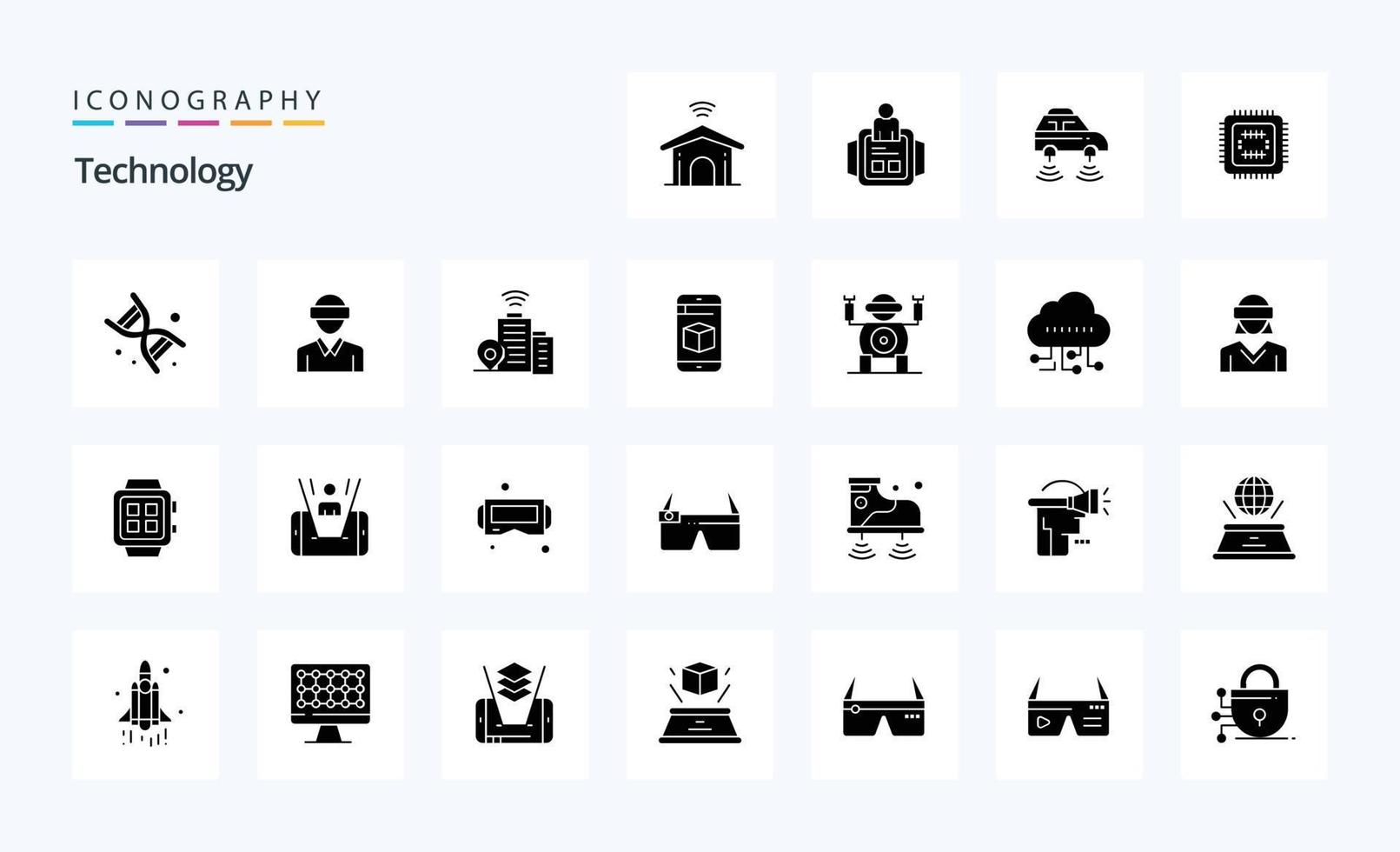 25 Technology Solid Glyph icon pack vector