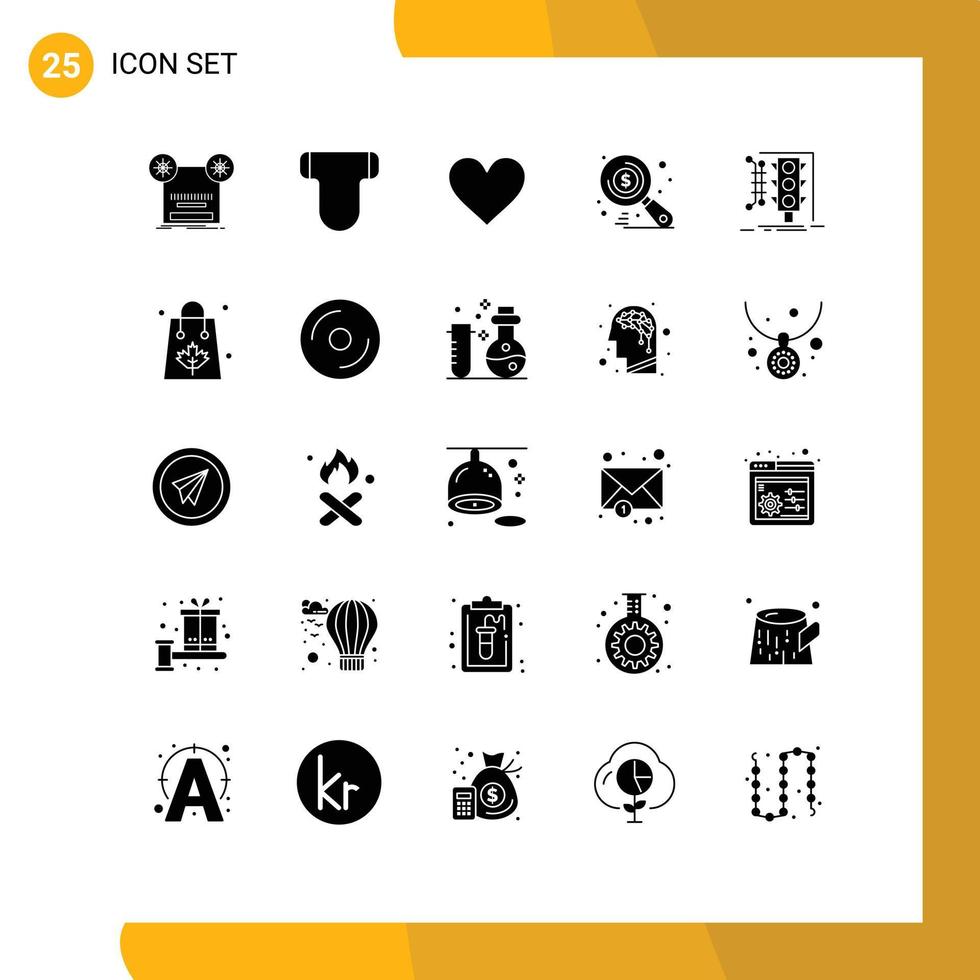 25 Universal Solid Glyphs Set for Web and Mobile Applications city search pampers market like Editable Vector Design Elements