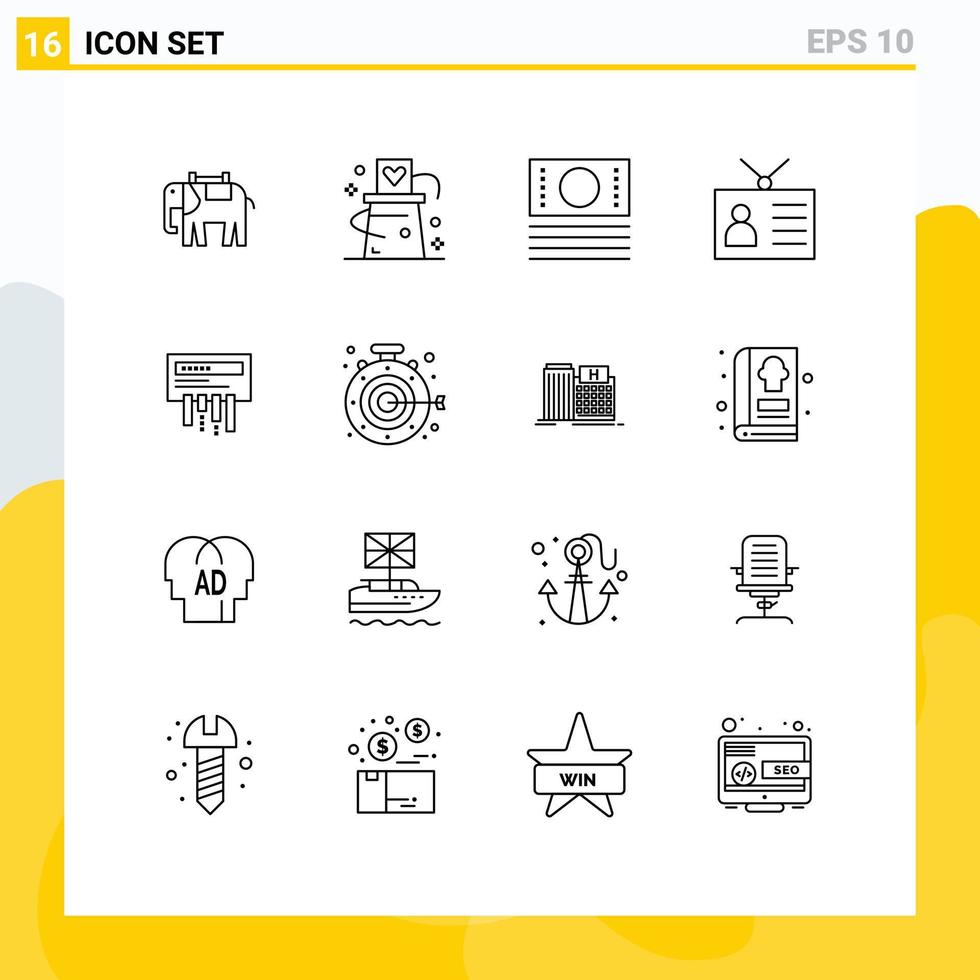 Set of 16 Commercial Outlines pack for receiver retro television trick output device ancient tv Editable Vector Design Elements