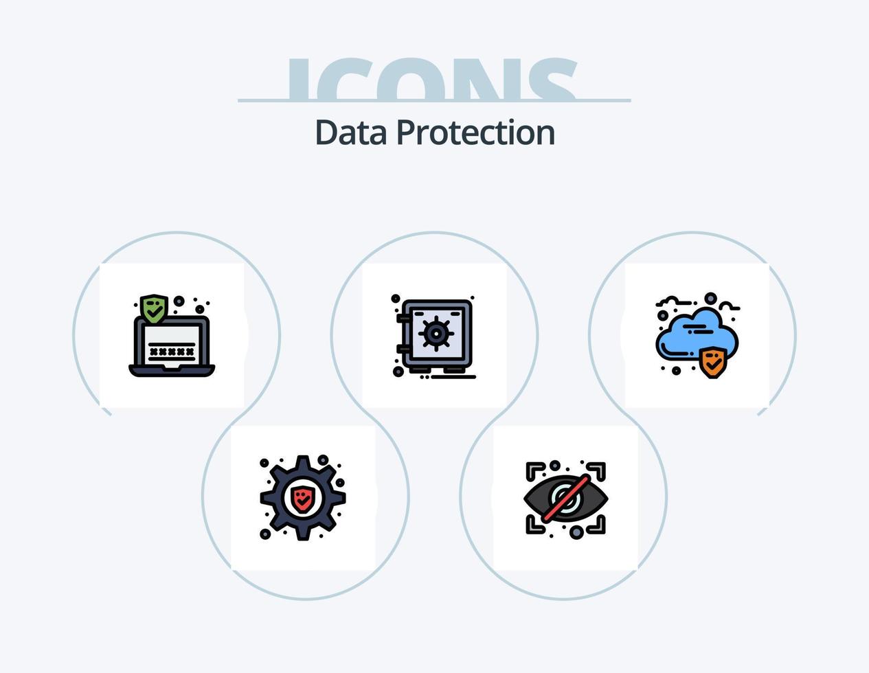 Data Protection Line Filled Icon Pack 5 Icon Design. . data. gdpr. cloud. security vector
