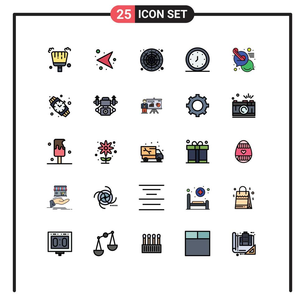 25 Creative Icons Modern Signs and Symbols of chat timer wheel time alert Editable Vector Design Elements