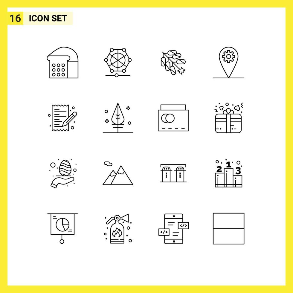 16 User Interface Outline Pack of modern Signs and Symbols of shopping list china ecommerce geo Editable Vector Design Elements