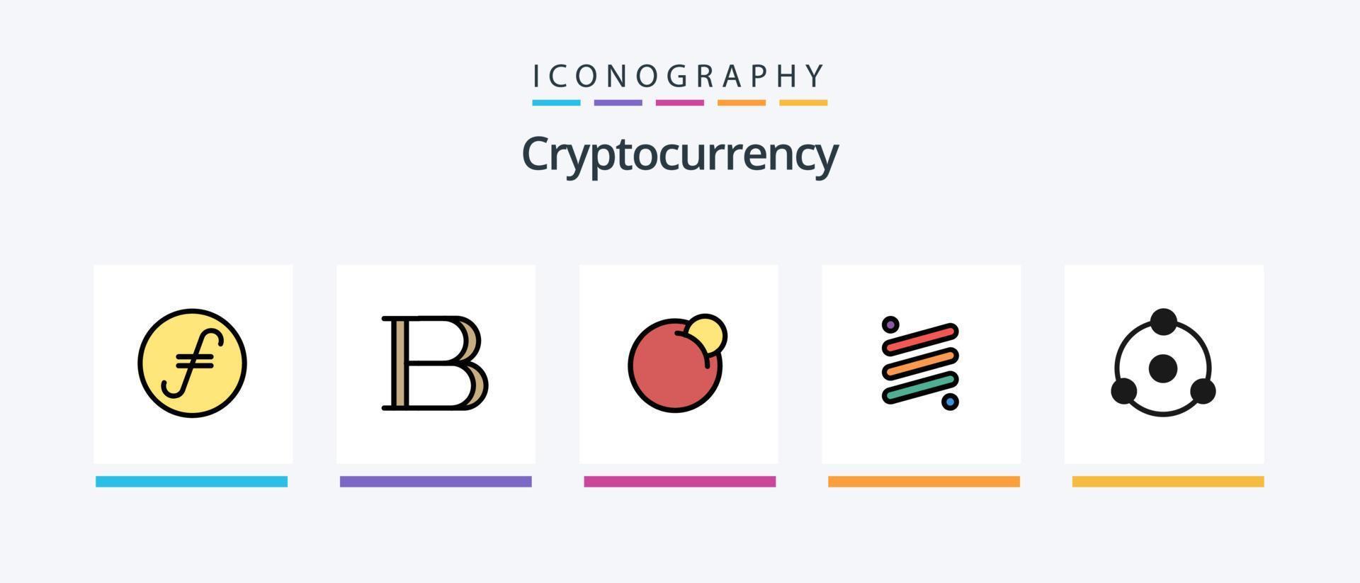 la línea de criptomoneda llenó el paquete de 5 iconos, incluida la moneda. cripto moneda criptográfica. moneda. diseño de iconos creativos vector