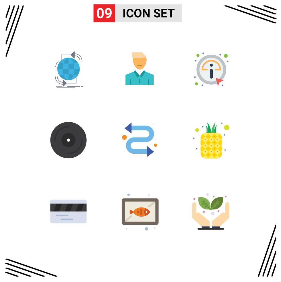 Flat Color Pack of 9 Universal Symbols of dj information happy info click Editable Vector Design Elements