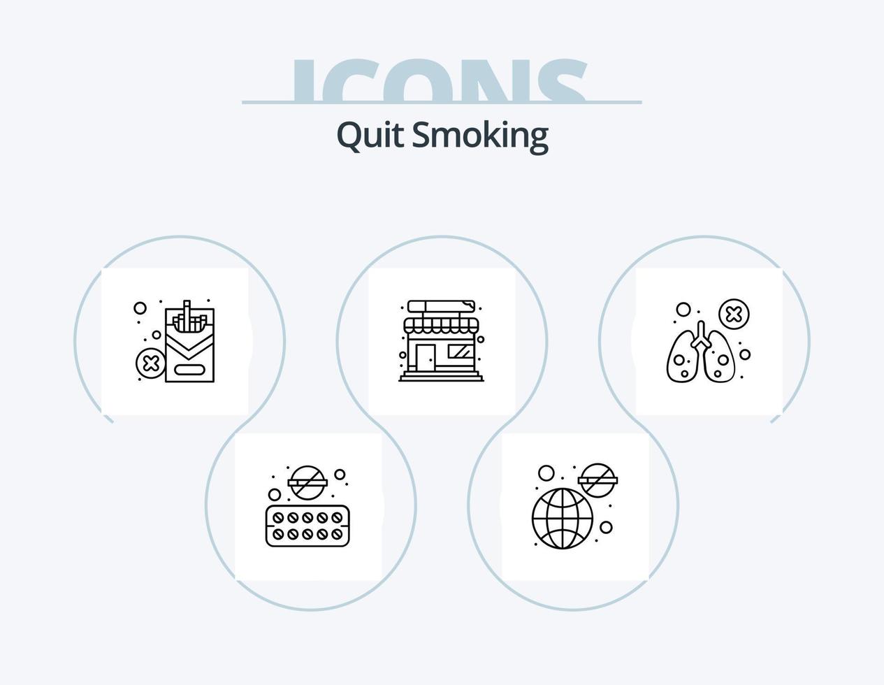 Quit Smoking Line Icon Pack 5 Icon Design. no. cross. quit. not allowed. block vector
