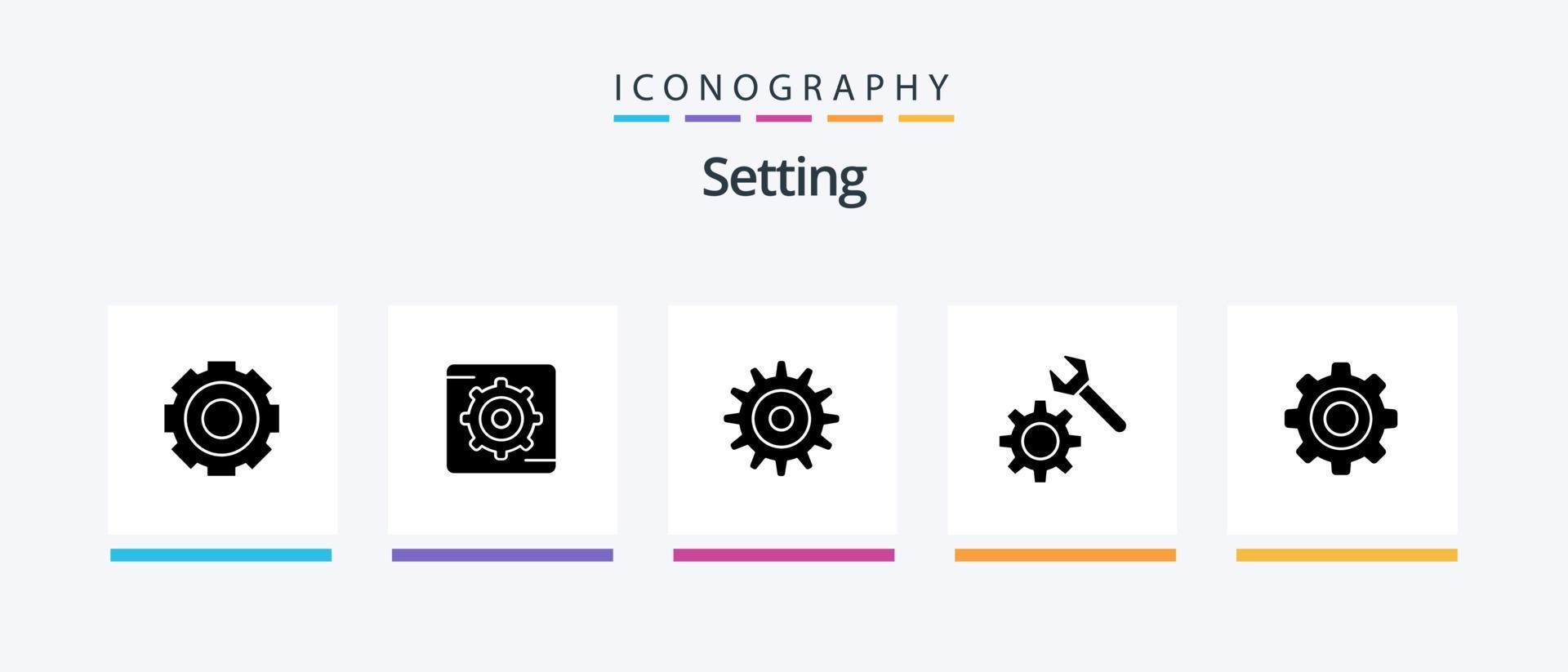 Setting Glyph 5 Icon Pack Including wheel. general. gear. basic. wrench. Creative Icons Design vector