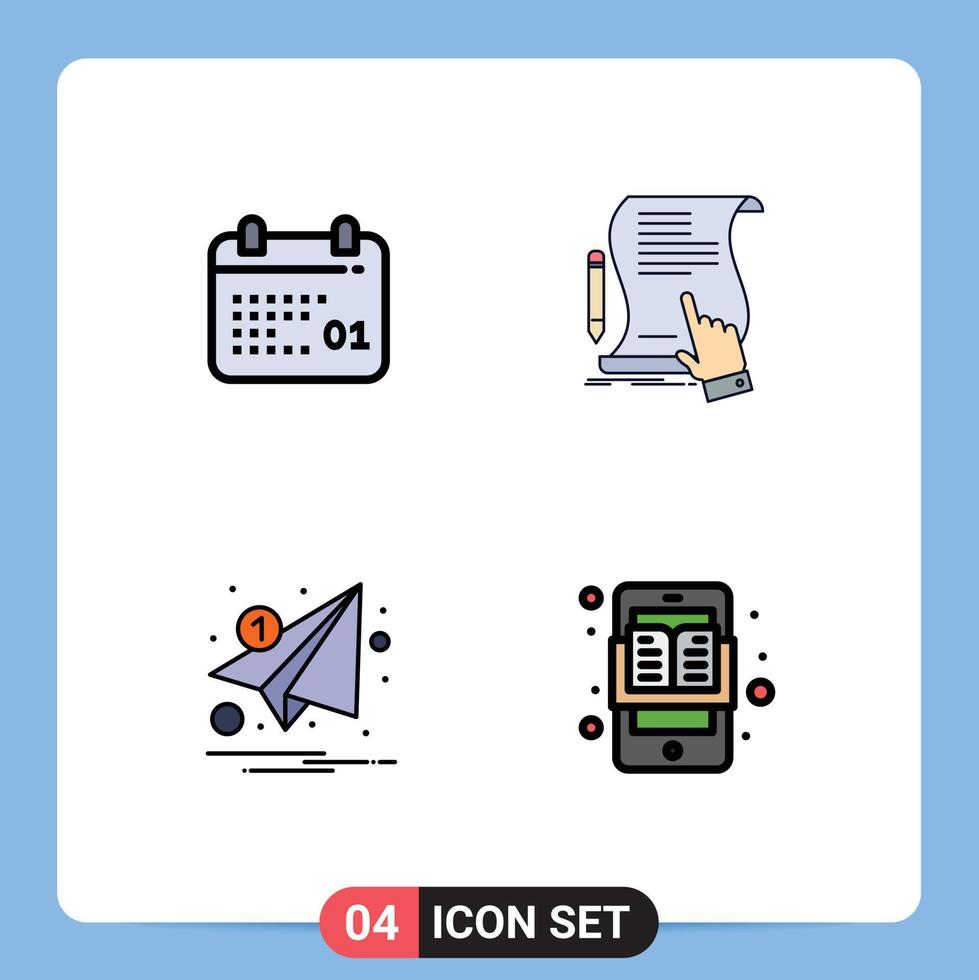 conjunto de 4 iconos modernos de la interfaz de usuario signos de símbolos para los elementos de diseño vectorial editables de la carta de papel del día de la aplicación de canadá vector