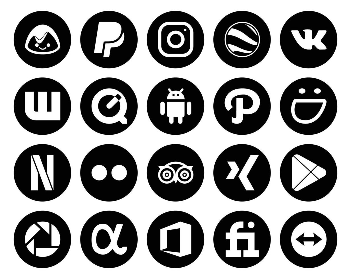 20 Social Media Icon Pack Including picasa google play path xing tripadvisor vector