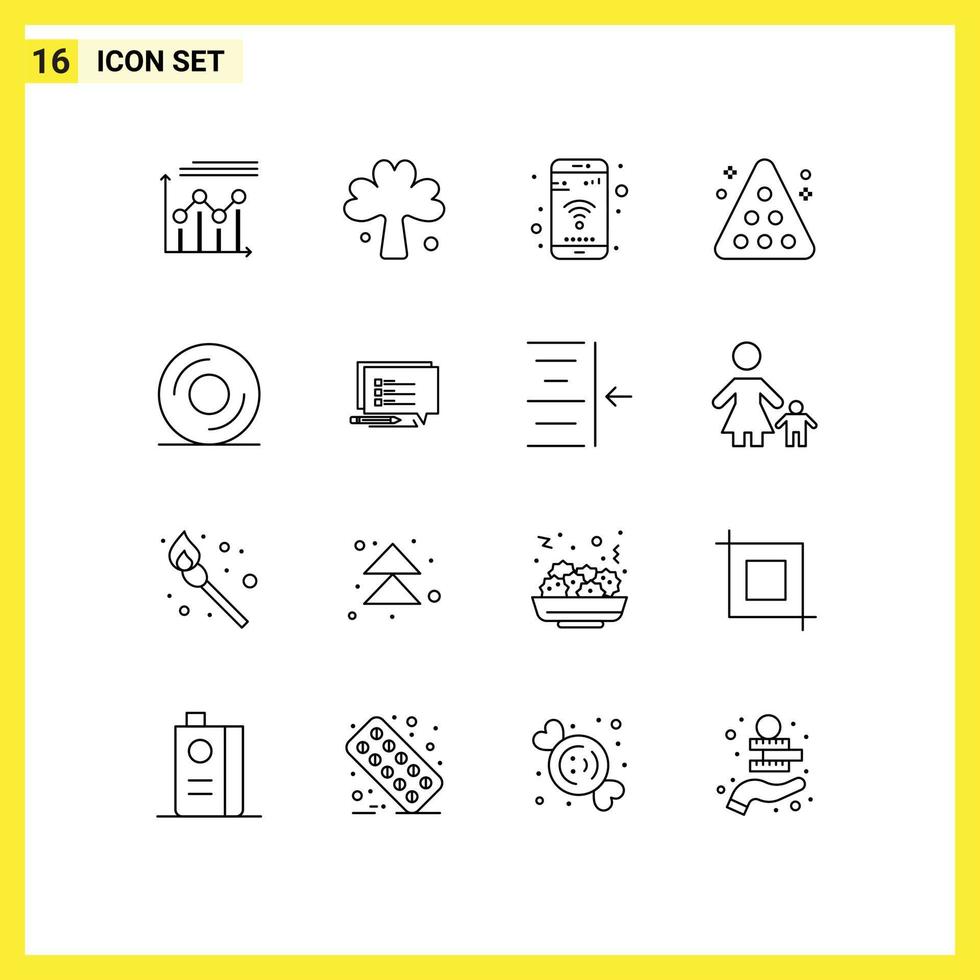 16 Universal Outlines Set for Web and Mobile Applications snooker pool irish billiards phone Editable Vector Design Elements